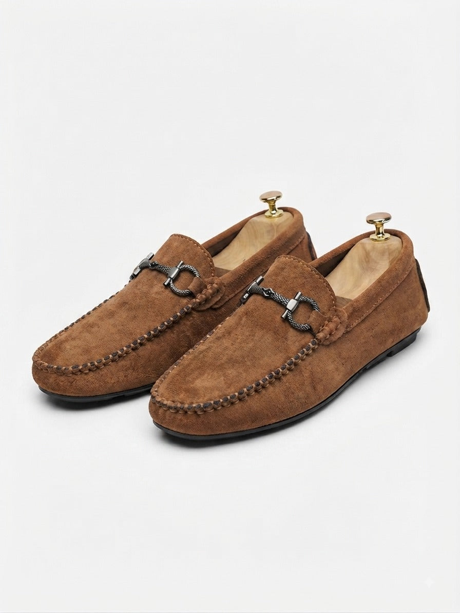 Tan Suede Horsebit Moccasin