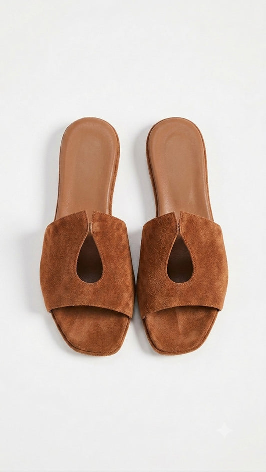 cutout suede slide