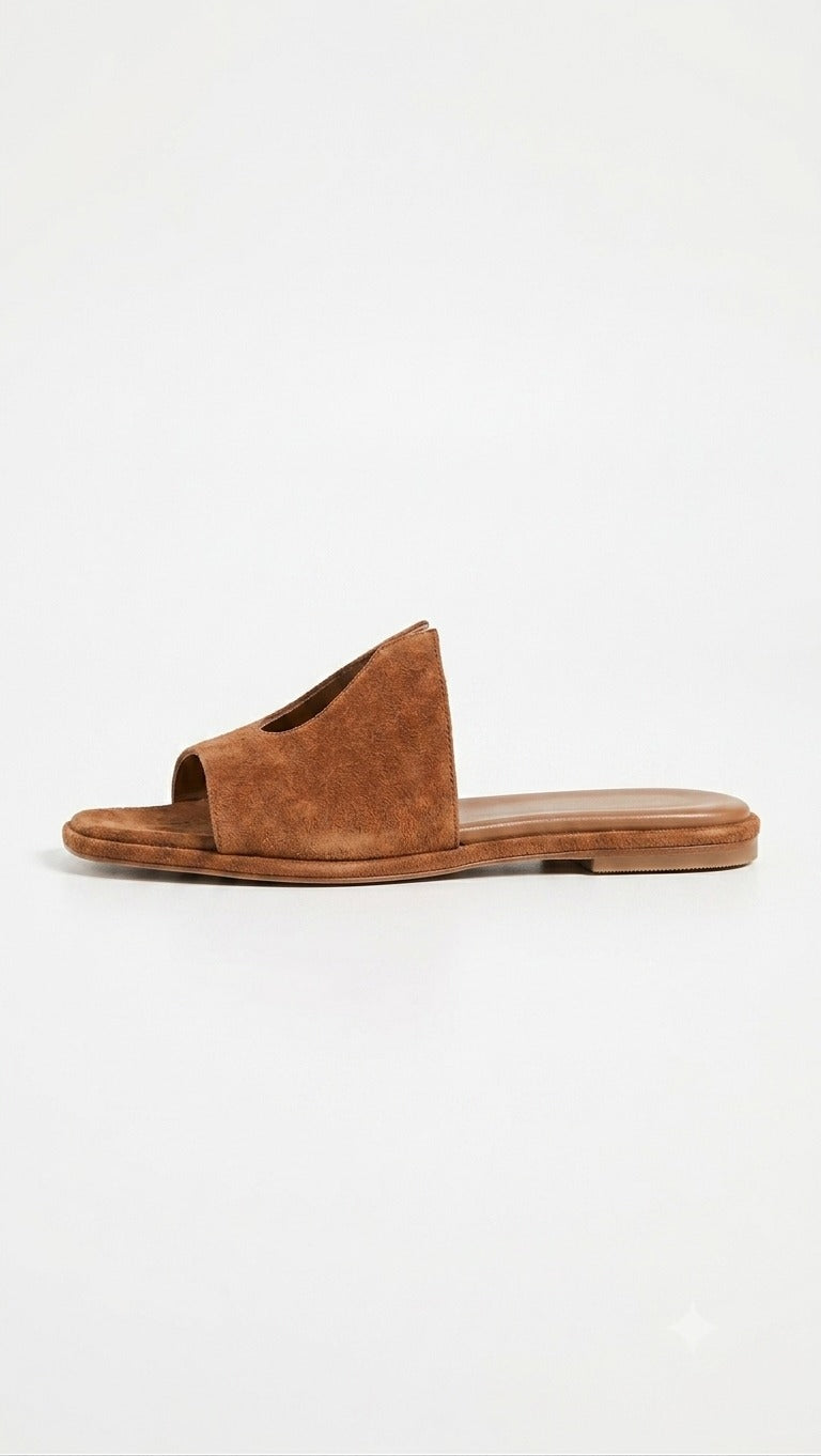 cutout suede slide