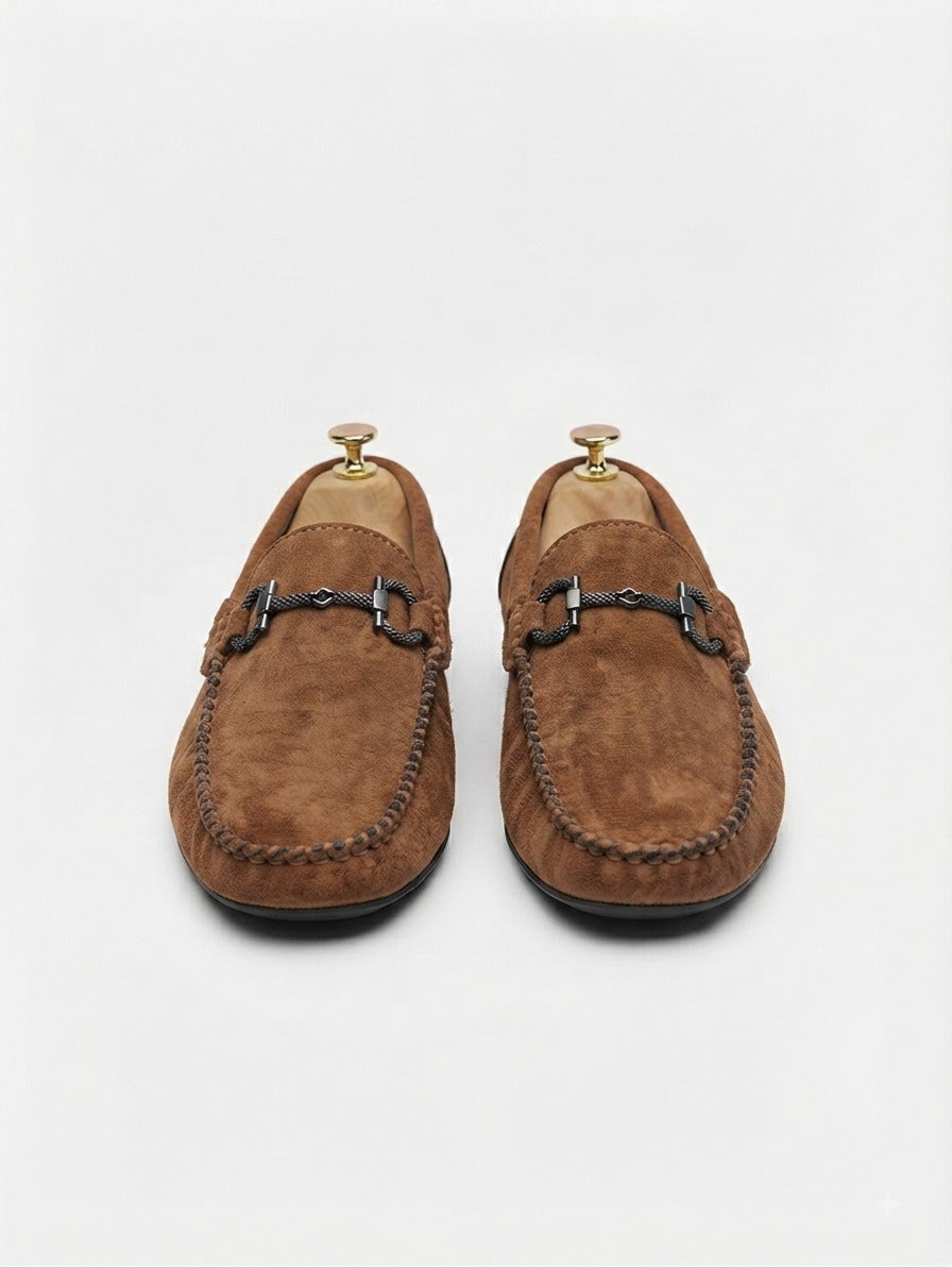 Tan Suede Horsebit Moccasin