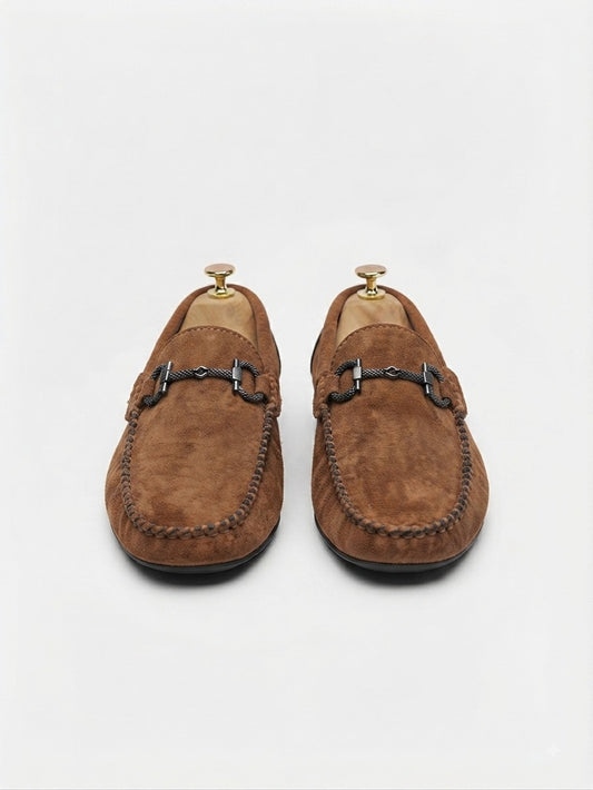 Tan Suede Horsebit Moccasin